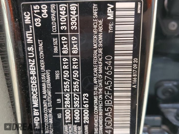 2015 Mercedes-Benz M ML 350 with VIN 4JGDA5JB2FA576540, listed as a Copart auction lot 48887845 with 97,014 mi miles and Salvage Title. Bid and sale history available at carsss.com. Image 13.