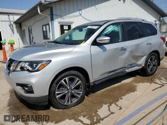 2017 Nissan Pathfinder SL with VIN 5N1DR2MM2HC692588, listed as a Copart auction lot 57098315 with 58,710 mi miles and Salvage title. Bid and sale history available at DreamBid. Image 1.