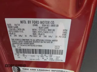 2014 Ford F-150 XL with VIN 1FTEW1CM7EKE31584, listed as a IAAI auction lot 42647537 with 151,520 mi miles and . Bid and sale history available at DreamBid. Image 9.
