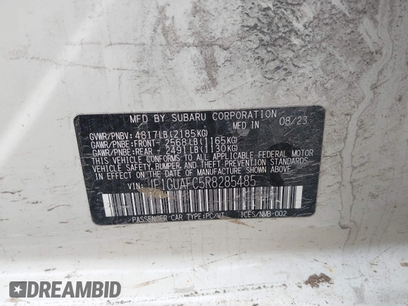 2024 Subaru Impreza Special Sports z VIN JF1GUAFC5R8285485, wystawiony jako IAAI lot #42017333 z przebiegiem Nie podano mil oraz . Historia ofert i sprzedaży dostępna na DreamBid. Obrazek 9.
