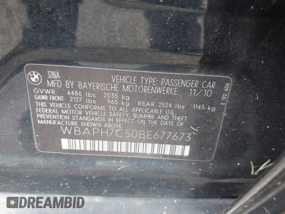 2011 BMW 3 Series 328i с VIN WBAPH7C50BE677673, выставлен на аукционе IAAI как лот 42680579 с пробегом 207 336 миль миль и . История ставок и продаж доступна на DreamBid. Изображение 9.