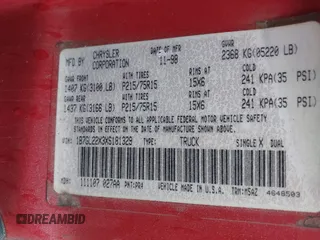 1999 Dodge Dakota SLT z VIN 1B7GL22X3XS181329, wystawiony jako IAAI lot #41480264 z przebiegiem 227 616 mil mil oraz . Historia ofert i sprzedaży dostępna na DreamBid. Obrazek 9.