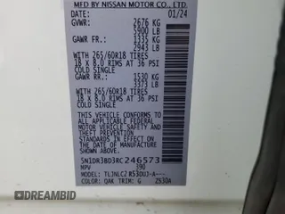 2024 Nissan Pathfinder Rock Creek z VIN 5N1DR3BD3RC246573, wystawiony jako Copart lot #53713415 z przebiegiem 37 469 mil mil oraz Szkoda całkowita • Salvage title. Historia ofert i sprzedaży dostępna na DreamBid. Obrazek 14.