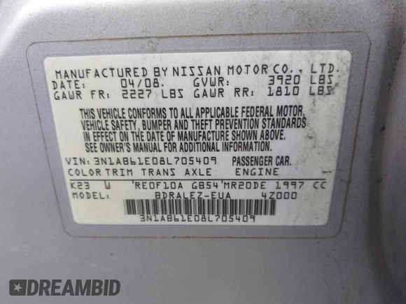 2008 Nissan Sentra S with VIN 3N1AB61E08L705409, listed as a IAAI auction lot 40849959 with 101,927 mi miles and . Bid and sale history available at DreamBid. Image 9.
