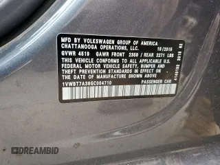 2016 Volkswagen Passat SE с VIN 1VWBT7A36GC004710, выставлен на аукционе Copart как лот 47977765 с пробегом Не указан миль и Списание • Salvage title. История ставок и продаж доступна на DreamBid. Изображение 13.