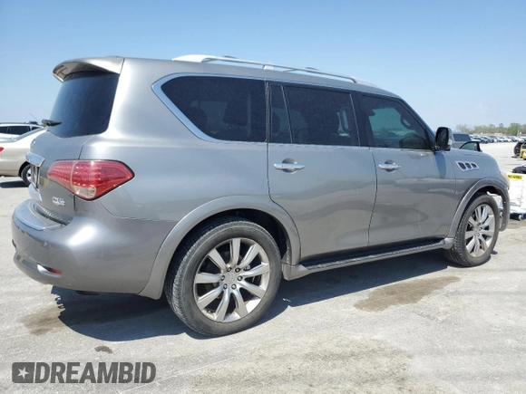 2012 Infiniti QX56 7-passenger with VIN JN8AZ2NE2C9015890, listed as a Copart auction lot 52685655 with 159,226 mi miles and Salvage title. Bid and sale history available at DreamBid. Image 3.