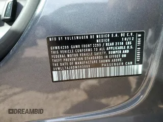 2013 Volkswagen Jetta TDI w/Premium/Nav with VIN 3VWLL7AJ8DM393069, listed as a Copart auction lot 54534955 with 88,212 mi miles and Salvage title. Bid and sale history available at DreamBid. Image 12.