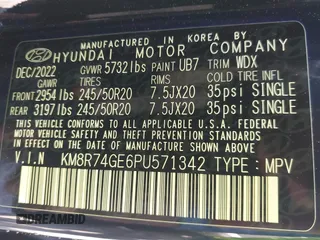 2023 Hyundai Palisade Calligraphy with VIN KM8R74GE6PU571342, listed as a IAAI auction lot 41987377 with 13,797 mi miles and . Bid and sale history available at DreamBid. Image 9.