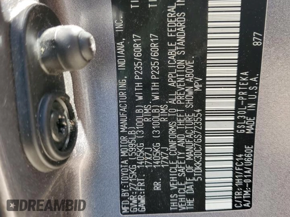 2016 Toyota Sienna LE AAS с VIN 5TDKK3DC7GS723554, выставлен на аукционе Copart как лот 53332905 с пробегом 131 216 миль миль и Списание • Salvage title. История ставок и продаж доступна на DreamBid. Изображение 15.