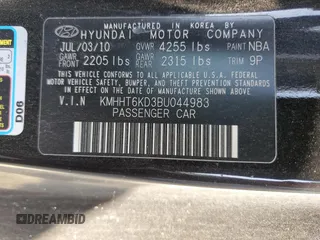 2011 Hyundai Genesis Coupe with VIN KMHHT6KD3BU044983, listed as a Copart auction lot 59171945 with 117,334 mi miles and Salvage title. Bid and sale history available at DreamBid. Image 13.