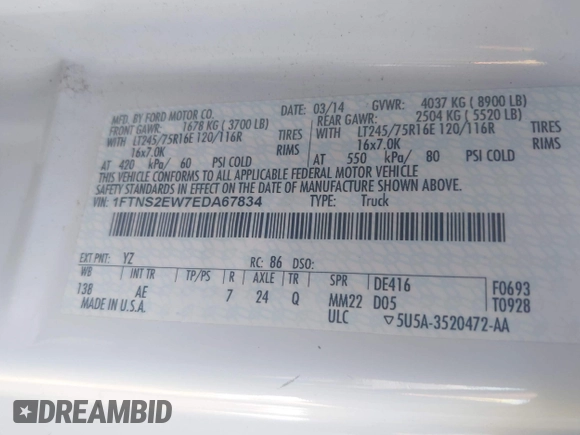 2014 Ford Econoline Cargo Commercial with VIN 1FTNS2EW7EDA67834, listed as a IAAI auction lot 42026939 with 138,501 mi miles. Bid and sale history available at carsss.com. Image 9.