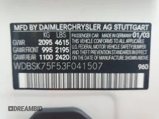 2003 Mercedes-Benz SL 500 z VIN WDBSK75F53F041507, wystawiony jako Copart lot #55630925 z przebiegiem 129 451 mil mil oraz Szkoda całkowita • Salvage title. Historia ofert i sprzedaży dostępna na DreamBid. Obrazek 12.