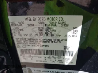 2010 Ford F-150 XL with VIN 1FTFW1EV7AFB81969, listed as a IAAI auction lot 42057354 with 178,991 mi miles. Bid and sale history available at carsss.com. Image 9.