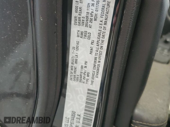 2023 Jeep Grand Cherokee Limited z VIN 1C4RJKBG9P8744850, wystawiony jako Copart lot #60613515 z przebiegiem Nie podano mil oraz Nie do naprawy • Non repairable. Historia ofert i sprzedaży dostępna na DreamBid. Obrazek 14.