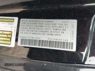 2007 Volkswagen Rabbit z VIN WVWBR71K97W192081, wystawiony jako IAAI lot #42357944 z przebiegiem 161 268 mil mil oraz . Historia ofert i sprzedaży dostępna na DreamBid. Obrazek 9.