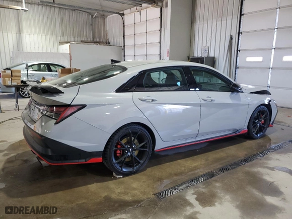 2025 Hyundai Elantra N with VIN KMHLW4DK3SU023844, listed as a Copart auction lot 50262795 with NaN miles and Salvage Title. Bid and sale history available at carsss.com. Image 3.