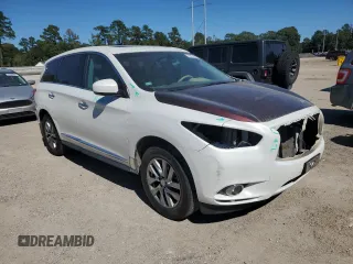 2013 Infiniti JX35 with VIN 5N1AL0MM3DC328229, listed as a Copart auction lot 76623144 with 97,187 mi miles and Salvage Title. Bid and sale history available at carsss.com. Image 4.