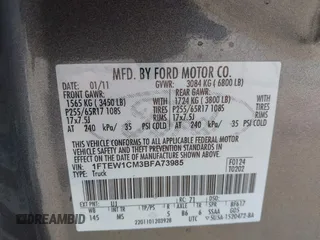 2011 Ford F-150 XL with VIN 1FTEW1CM3BFA73985, listed as a IAAI auction lot 41948818 with 84,436 mi miles. Bid and sale history available at carsss.com. Image 9.