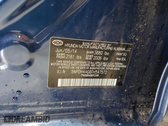 2015 Hyundai Elantra SE с VIN 5NPDH4AE6FH547572, выставлен на аукционе Copart как лот 58419945 с пробегом 177 640 миль миль и Списание • Salvage title. История ставок и продаж доступна на DreamBid. Изображение 12.