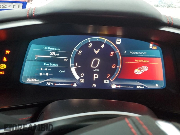 2021 Chevrolet Corvette 3LT with VIN 1G1YC2D40M5116528, listed as a Copart auction lot 43281055 with 31,853 mi miles and Salvage Title. Bid and sale history available at carsss.com. Image 9.