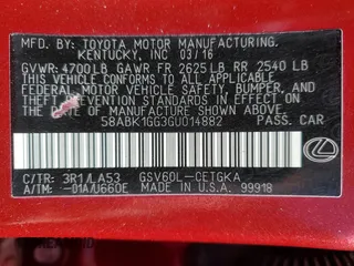 2016 Lexus ES 330 z VIN 58ABK1GG3GU014882, wystawiony jako Copart lot #56576305 z przebiegiem 45 415 mil mil oraz Szkoda całkowita • Salvage title. Historia ofert i sprzedaży dostępna na DreamBid. Obrazek 12.