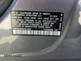 2014 Volkswagen Passat S w/Nav with VIN 1VWAP7A31EC012372, listed as a Copart auction lot 80479564 with 0 mi miles and Salvage Title. Bid and sale history available at carsss.com. Image 13.