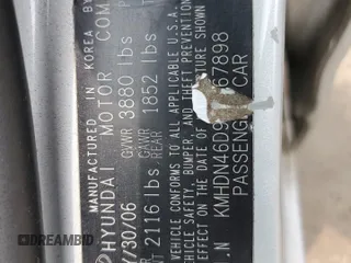 2006 Hyundai Elantra GLS с VIN KMHDN46D96U367898, выставлен на аукционе Copart как лот 59700055 с пробегом 129 628 миль миль и Списание • Salvage title. История ставок и продаж доступна на DreamBid. Изображение 12.