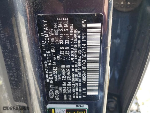 2019 Hyundai Santa Fe XL SE with VIN KM8SN4HF0KU302714, listed as a Copart auction lot 59669904 with 162,663 mi miles and Salvage Title. Bid and sale history available at carsss.com. Image 13.