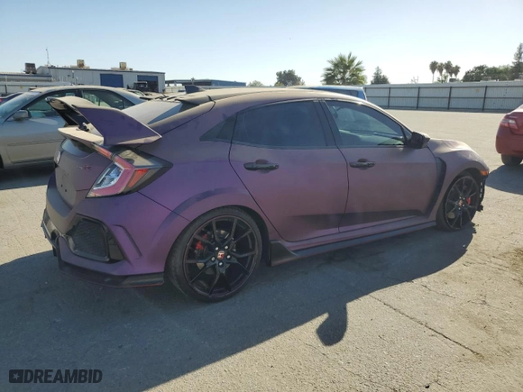 2018 Honda Civic Type R Touring with VIN SHHFK8G78JU203595, listed as a Copart auction lot 69647004 with 75,295 mi miles and Salvage Title. Bid and sale history available at carsss.com. Image 3.