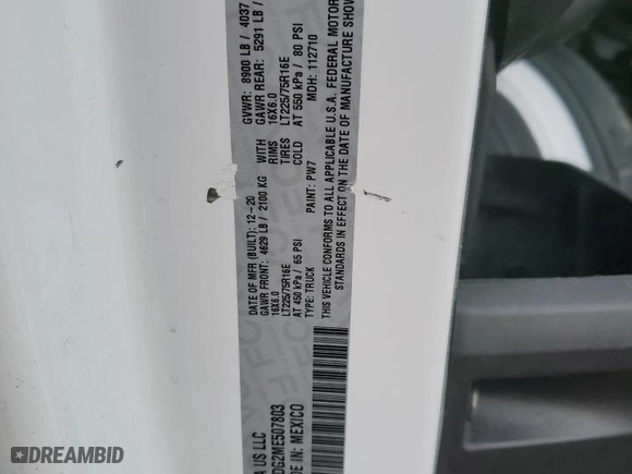 2021 Ram ProMaster Cargo Van with VIN 3C6LRVDG2ME507803, listed as a Copart auction lot 43442805 with 66,456 mi miles and Salvage Title. Bid and sale history available at carsss.com. Image 13.