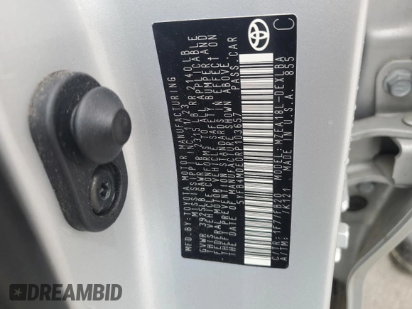 2024 Toyota Corolla LE с VIN 5YFB4MDE0RP103657, выставлен на аукционе Copart как лот 61146225 с пробегом 49 221 миль миль и Чистый • Clean title. История ставок и продаж доступна на DreamBid. Изображение 12.