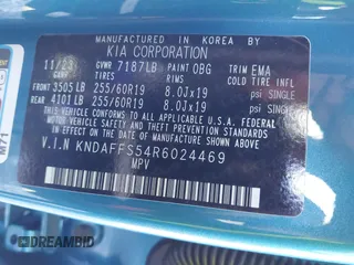 2024 Kia EV9 Wind z VIN KNDAFFS54R6024469, wystawiony jako IAAI lot #41674715 z przebiegiem 19 387 mil mil oraz . Historia ofert i sprzedaży dostępna na DreamBid. Obrazek 9.