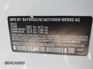 2020 BMW 7 Series 750i xDrive with VIN WBA7U2C07LGM26660, listed as a IAAI auction lot 41972591 with 30,786 mi miles. Bid and sale history available at carsss.com. Image 9.