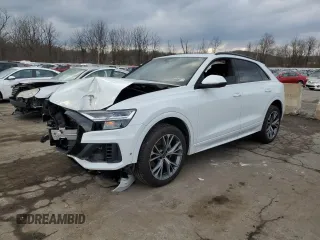 2021 Audi Q8 Premium with VIN WA1AVAF12MD007956, listed as a Copart auction lot 88028425 with 0 mi miles and Salvage Title. Bid and sale history available at carsss.com. Image 1.