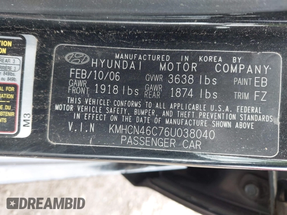 2006 Hyundai Accent GLS z VIN KMHCN46C76U038040, wystawiony jako IAAI lot #42220455 z przebiegiem 140 413 mil mil oraz . Historia ofert i sprzedaży dostępna na DreamBid. Obrazek 9.