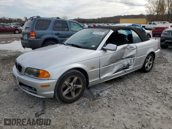 2002 BMW 3 Series 325Ci with VIN WBABS33492JY43255, listed as a Copart auction lot 80297624 with 138,885 mi miles and Salvage Title. Bid and sale history available at carsss.com. Image 1.