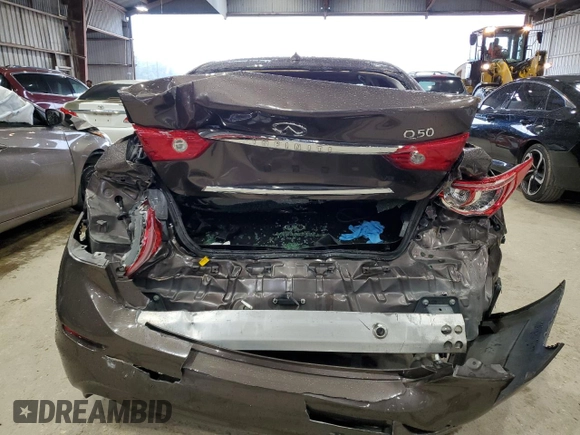 2015 Infiniti Q50 Premium with VIN JN1BV7AP3FM336311, listed as a Copart auction lot 56193875 with 110,984 mi miles and Salvage title. Bid and sale history available at DreamBid. Image 6.