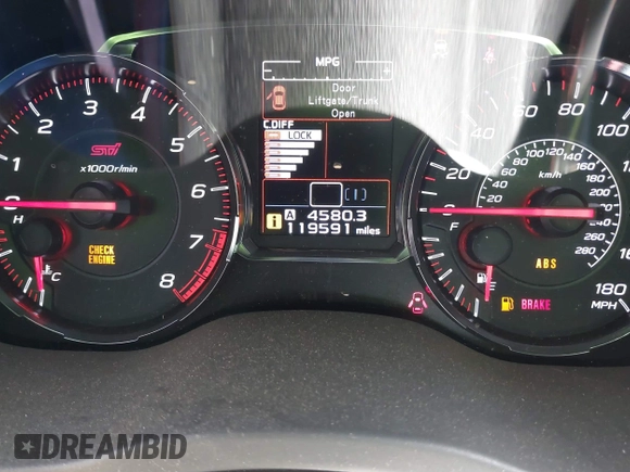 2019 Subaru WRX STI with VIN JF1VA2S69K9809971, listed as a IAAI auction lot 41683787 with 119,591 mi miles. Bid and sale history available at carsss.com. Image 7.