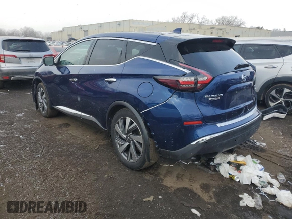 2021 Nissan Murano SL with VIN 5N1AZ2CS3MC121379, listed as a Copart auction lot 44755355 with 34,599 mi miles and Salvage Title. Bid and sale history available at DreamBid. Image 2.
