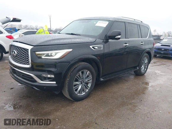 2021 Infiniti QX80 PREMIUM SELECT with VIN JN8AZ2AF3M9719743, listed as a IAAI auction lot 41534424 with 103,665 mi miles. Bid and sale history available at carsss.com. Image 2.