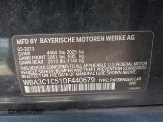 2013 BMW 3 Series 328i with VIN WBA3C1C51DF440679, listed as a IAAI auction lot 41533587 with 184,812 mi miles. Bid and sale history available at carsss.com. Image 9.