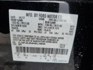 2017 Lincoln MKX Premiere with VIN 2LMPJ6JR4HBL34845, listed as a Copart auction lot 45963755 with 52,646 mi miles and Salvage Title. Bid and sale history available at carsss.com. Image 12.