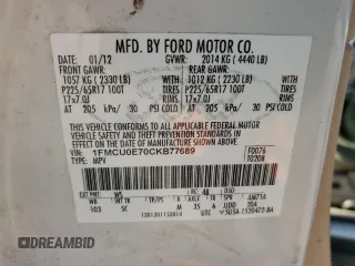 2012 Ford Escape Limited with VIN 1FMCU0E70CKB77689, listed as a Copart auction lot 50546095 with 244,743 mi miles and Salvage Title. Bid and sale history available at carsss.com. Image 16.
