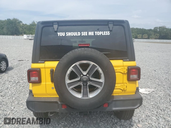 2019 Jeep Wrangler Unlimited Sahara with VIN 1C4HJXEN4KW593715, listed as a Copart auction lot 53883335 with 83,349 mi miles and Salvage Title. Bid and sale history available at DreamBid. Image 6.