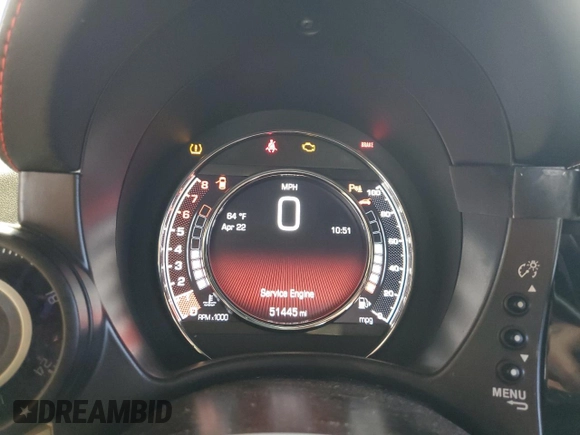 2017 FIAT 500 Abarth z VIN 3C3CFFFHXHT567864, wystawiony jako Copart lot #53871625 z przebiegiem 51 445 mil mil oraz Szkoda całkowita • Salvage title. Historia ofert i sprzedaży dostępna na DreamBid. Obrazek 9.