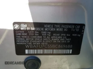 2011 BMW 5 Series 535i xDrive with VIN WBAFU7C55BC869688, listed as a Copart auction lot 50861415 with 116,165 mi miles and Clean Title. Bid and sale history available at DreamBid. Image 13.