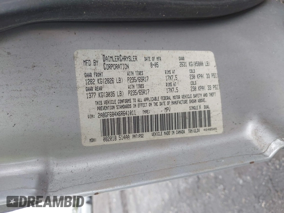 2006 Chrysler Pacifica Touring с VIN 2A8GF684X6R641011, выставлен на аукционе IAAI как лот 42328553 с пробегом Не указан миль и . История ставок и продаж доступна на DreamBid. Изображение 9.