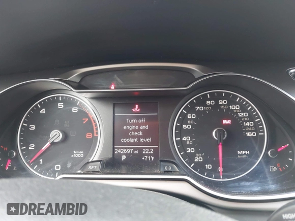 2013 Audi A4 Premium с VIN WAUAFAFL1DN028339, выставлен на аукционе IAAI как лот 41963256 с пробегом 242 697 миль миль и . История ставок и продаж доступна на DreamBid. Изображение 7.