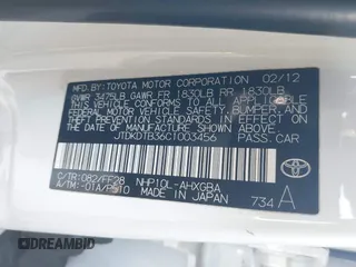 2012 Toyota Prius One z VIN JTDKDTB36C1003456, wystawiony jako IAAI lot #42002168 z przebiegiem 234 406 mil mil oraz . Historia ofert i sprzedaży dostępna na DreamBid. Obrazek 9.