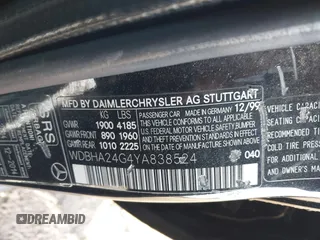 2000 Mercedes-Benz C 230 Kompressor with VIN WDBHA24G4YA838524, listed as a IAAI auction lot 41582117 with Not Provided miles and . Bid and sale history available at carsss.com. Image 9.